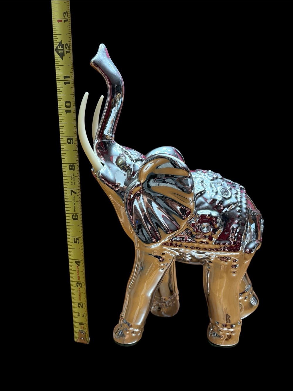 Silver Chrome Elephant Figurine, Decorative Elephant Statue - Picture 6 of 8
